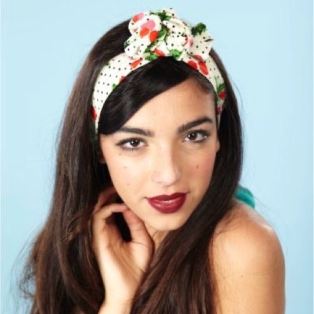 Cult Gaia cherry dots print wired headband turband hair accessory